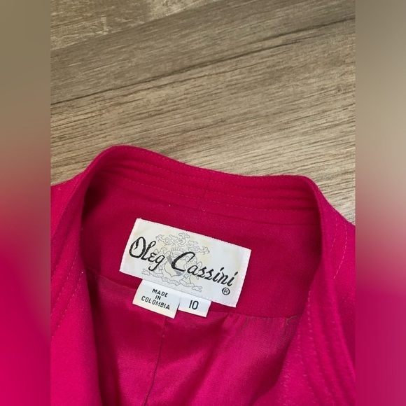 VTG Oleg Cassini Blazer Suit Wool Set Skirt Magenta Fuschia Pink Size 10 S M - Picture 7 of 14